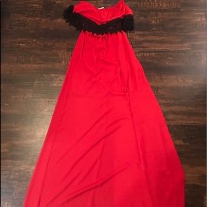 NWT Red and black strapless maxi dress